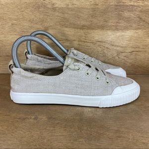 Tretorn Beige Canvas Women SZ 5.5 Low-Top Lace-Up Cinch Back Sneakers